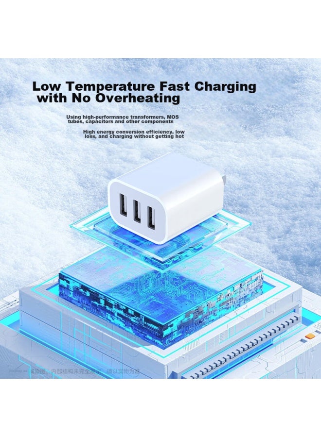 Kovol 3.4a Three-port Usb Charger Adapter Compatible With 5v2a/1a Multiple Ports Fast Charging For Apple, Huawei, Xiaomi, Samsung, Oppo, Android Phones And Tablets - Image 3