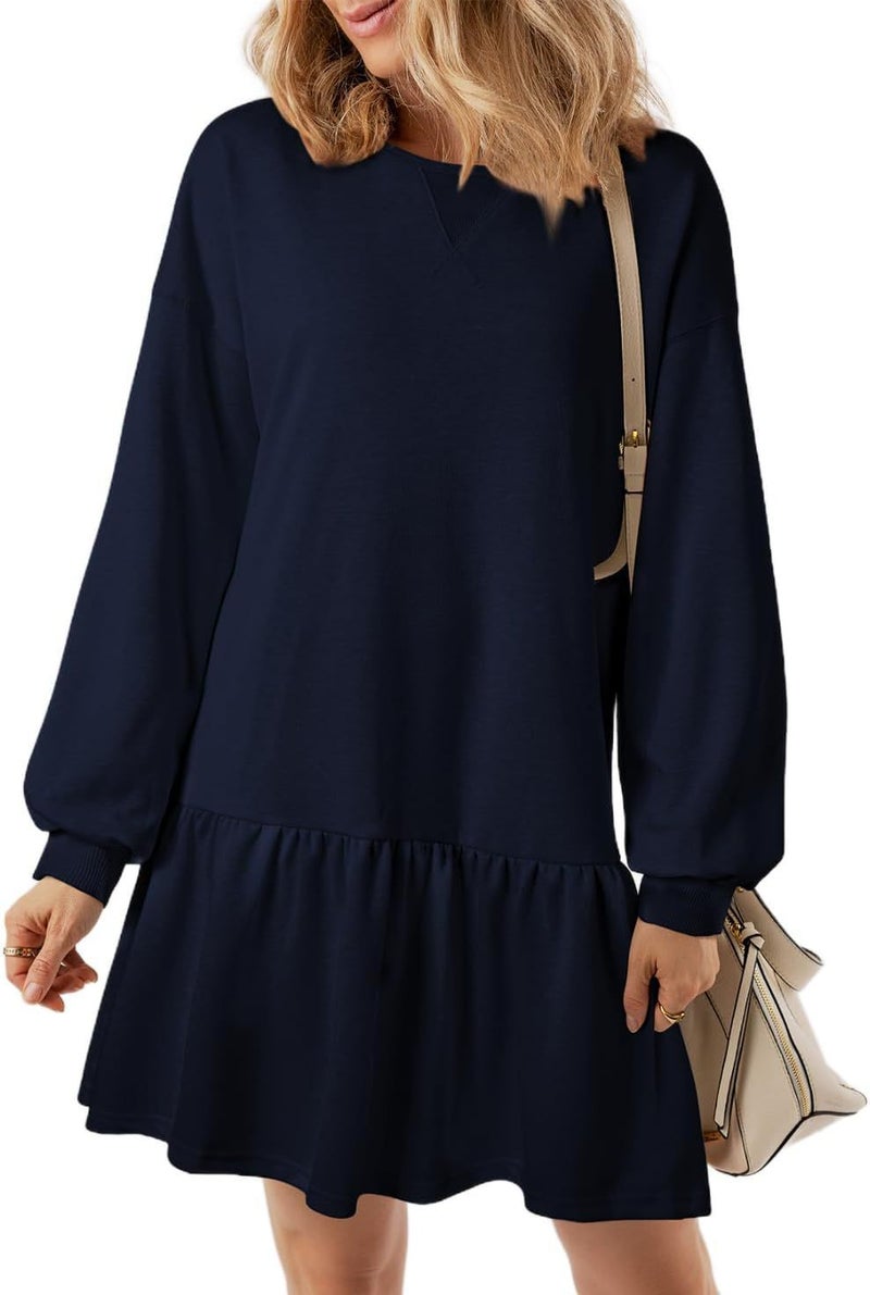 Autumn 2024 Sweater Long Sleeve Turtleneck Crewneck Rib Knitted Sweatshirt dress Casual Mini dress Green - Image 2