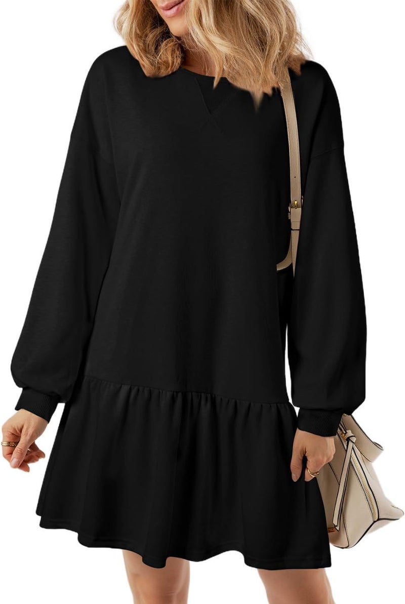 Autumn 2024 Sweater Long Sleeve Turtleneck Crewneck Rib Knitted Sweatshirt dress Casual Mini dress Green - Image 5