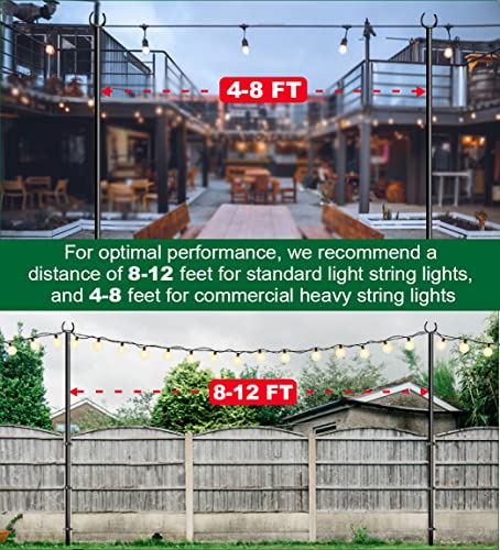 Tigerden 10ft String Light Pole for Deck Fence, Light Pole for Outdoor String Light, Perfect for Garden, Backyard, and Patio Lighting Stand for Parties, Wedding - Matte Black Finish - 1 Pack - Image 3