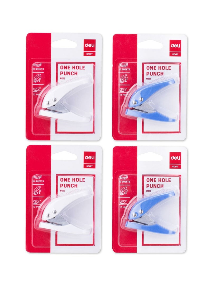 Deli 4-Piece Mini Single Hole Paper Punch Multicolour - Image 1