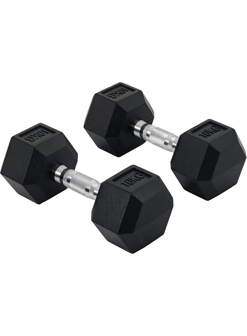 10kg Hexagonal Dumbbell, 2-Piece Set - Durable Cast Iron and Rubber Dumbbells for Home Strength Training, Comfortable Grip, Ideal for Home Gym (Multi-Color) - Image 1