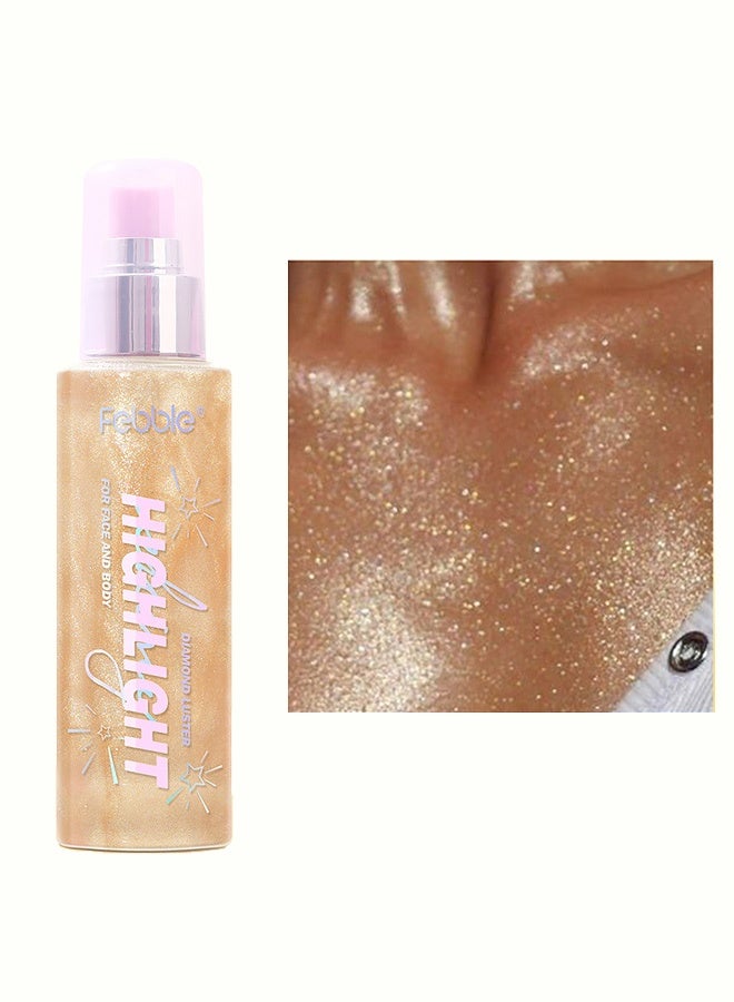 Febble Highlight Shimmer Spray for Face and Body, Diamond Luster Glitter Mist, Long-Lasting Transfer-Resistant, Create Radiant Glow for All Occasions #04 - Image 1