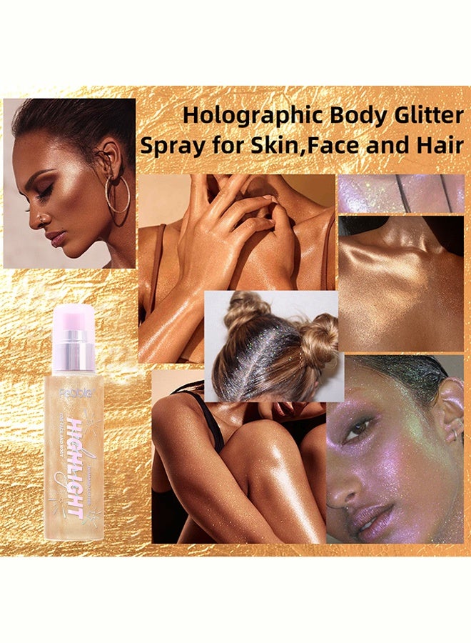 Febble Highlight Shimmer Spray for Face and Body, Diamond Luster Glitter Mist, Long-Lasting Transfer-Resistant, Create Radiant Glow for All Occasions #04 - Image 5