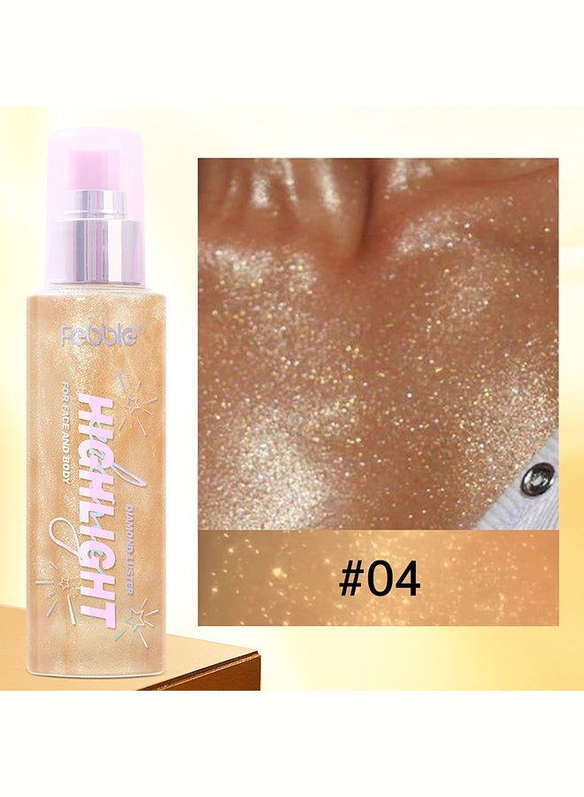 Febble Highlight Shimmer Spray for Face and Body, Diamond Luster Glitter Mist, Long-Lasting Transfer-Resistant, Create Radiant Glow for All Occasions #04 - Image 2