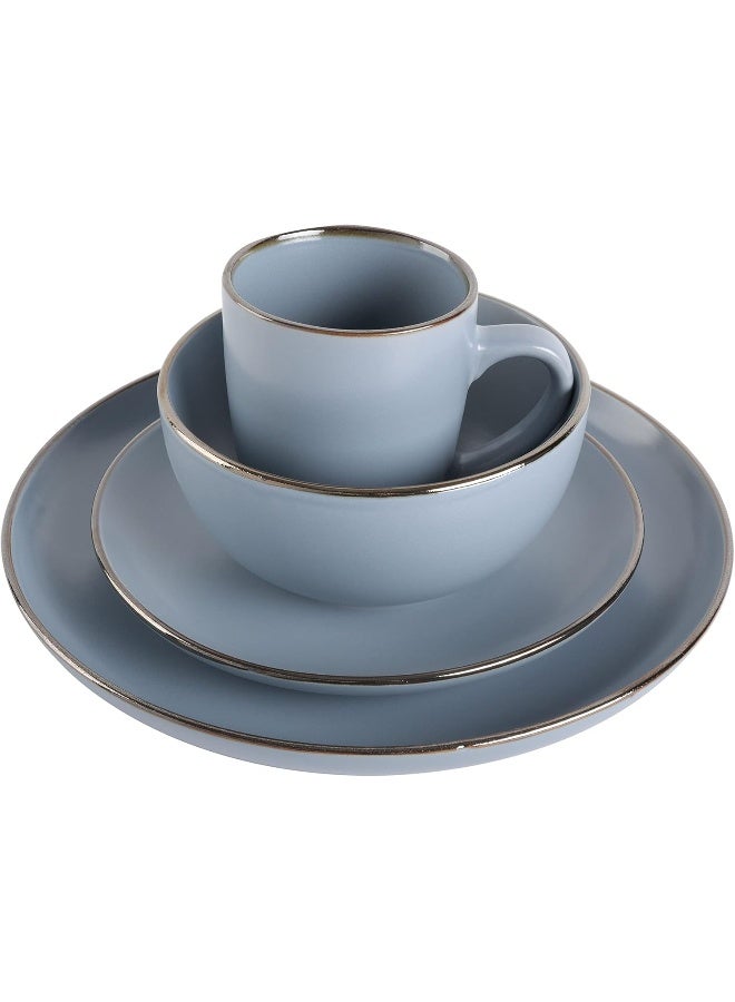 Gibson Home Gibson Home Rockaway Round Stoneware Dinnerware Set Service for 4 16pcs Matte Blue - Image 3