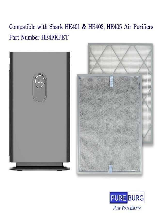 PUREBURG فلتر بديل من بيوربيرغ متوافق مع أجهزة تنقية الهواء شارك HE401 وHE402 وHE405، فلتر HE4FKPET وH13 بتقنية الكربون النشط HEPA، نظام ترشيح رباعي المراحل، عبوة واحدة - Image 2
