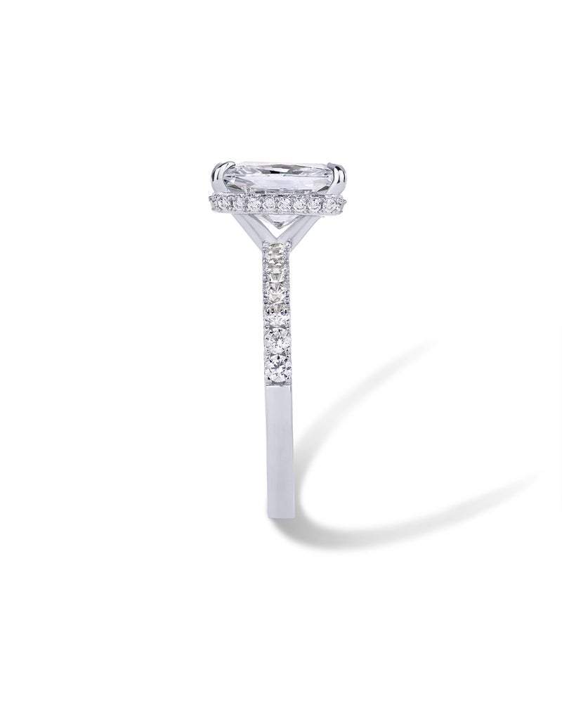 PAVOI Rhodium Plated Square Radiant Engagement Ring for Women | Hidden Halo Ring | Size 7 - Image 3