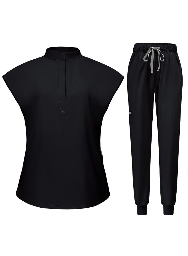 NIBEMINENT Scrubs  Jogger Scrub Sets Women Solid Color Breathable Work Clothes Lab Coat Uniform Hospital Doctor Work Wear - Image 1