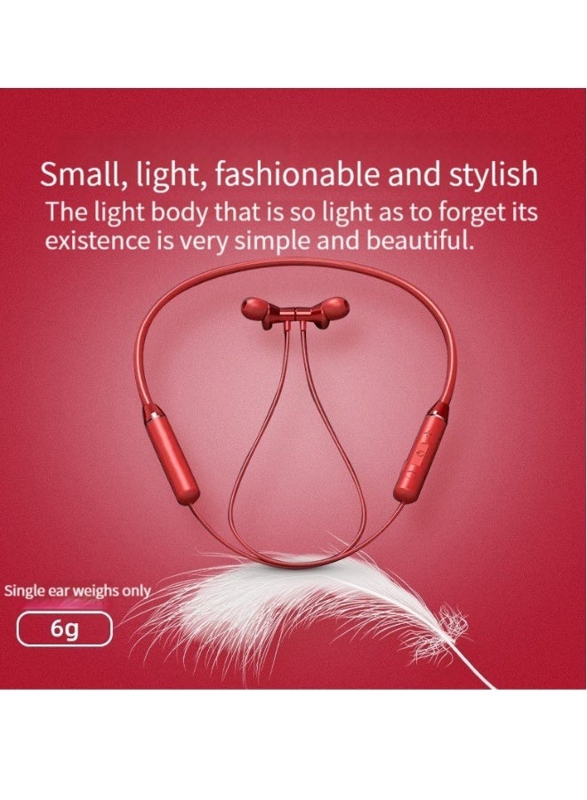 سماعة بلوتوث مع حمالة 5.0 لاسلكية مخصصة للرقبة للرياضة والجري (أحمر) - Image 2