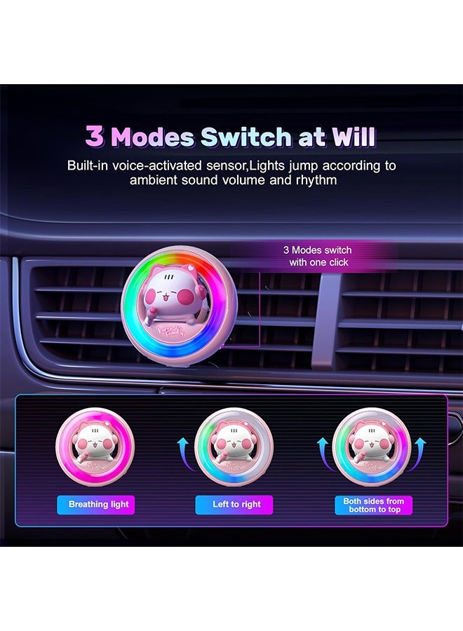 كيلا معطرات هواء السيارة القابلة للتوهج كارتون لطيف، معطرات السيارة مع إضاءة LED إيقاعية قابلة لإعادة الشحن تعمل بالصوت في ثلاثة أوضاع، إكسسوارات معطرات السيارة الإبداعية (قطة مرحة) - Image 4