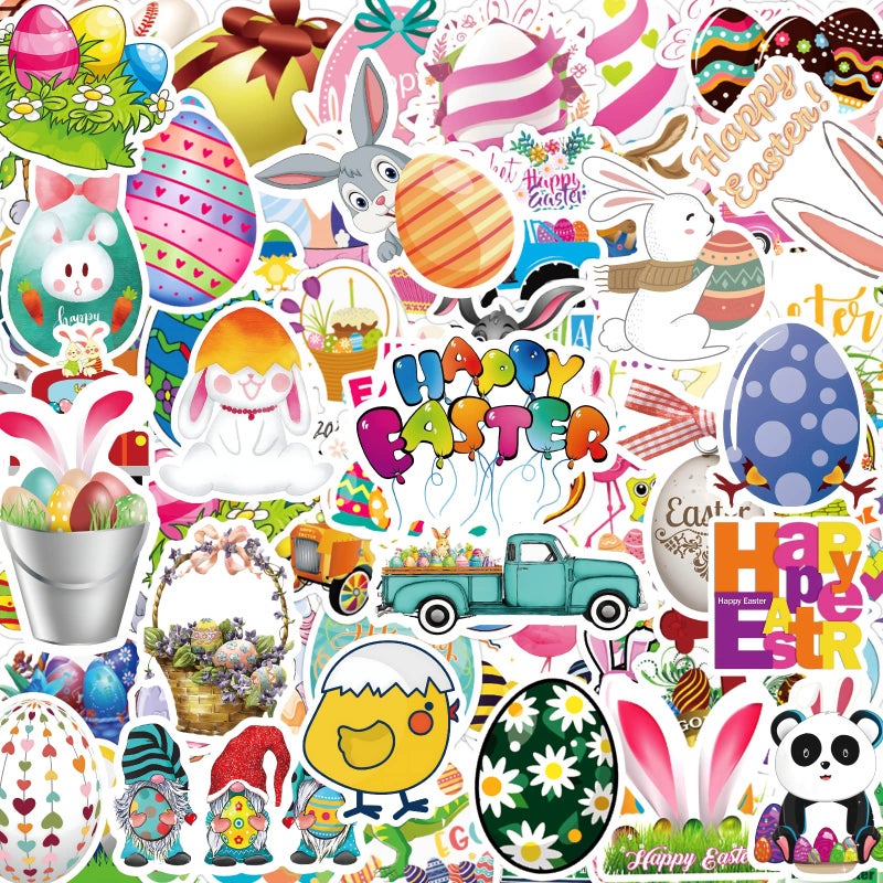UDTAATO 300 PCS Easter Stickers, Easter Egg Bunny Individual Stickers for Kids Teens Adults, Cute Aesthetic Vinyl Easter Stickers for Cards Laptop Water Bottle Envelopes - Image 1