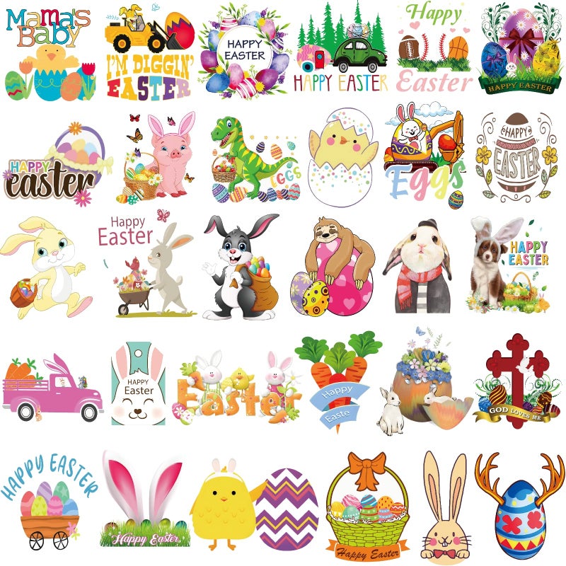 UDTAATO 300 PCS Easter Stickers, Easter Egg Bunny Individual Stickers for Kids Teens Adults, Cute Aesthetic Vinyl Easter Stickers for Cards Laptop Water Bottle Envelopes - Image 3