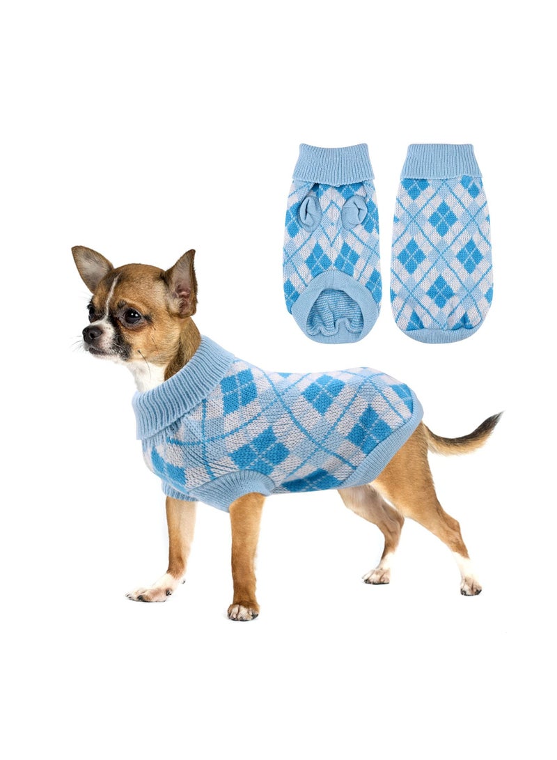 Excefore سترة كلب محبوكة، ملابس شتوية دافئة للجرو، زي حيوانات أليفة بنمط حياكة، سهلة الارتداء والخلع، ملابس شتوية مريحة للكلاب - Image 1