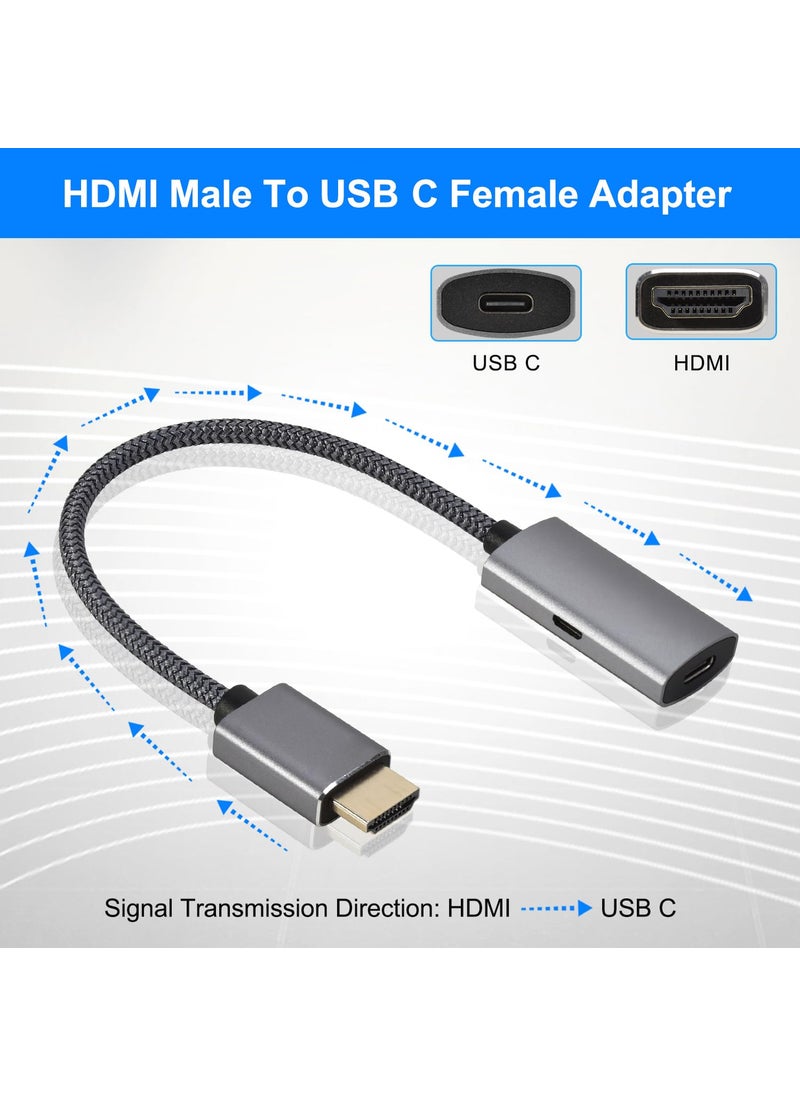 Elebase HDMI Male to USB-C Female Cable Adapter with USB C Power Cable,Uni-Directional HDMI (source) to Type C 3.1 (display) Converter,4K 60Hz Thunderbolt 3 Adapter for MacBook Pro,Microsoft Surface,Xreal Air  - Image 2