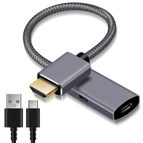 HDMI Male to USB-C Female Cable Adapter with USB C Power Cable,Uni-Directional HDMI (source) to Type C 3.1 (display) Converter,4K 60Hz Thunderbolt 3 Adapter for MacBook Pro,Microsoft Surface,Xreal Air