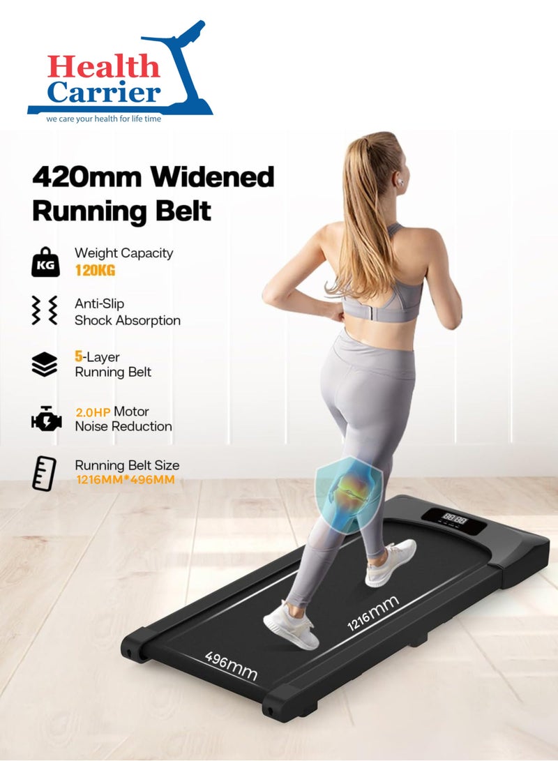 Health Carrier HC-T507 Slim Portable Running Pad Treadmill - LED Display With Wireless Remote Control, 100kg weight capacity-Under Desk Running Walking Machine Treadmill - Image 3