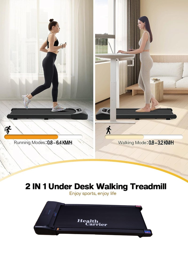 Health Carrier HC-T507 Slim Portable Running Pad Treadmill - LED Display With Wireless Remote Control, 100kg weight capacity-Under Desk Running Walking Machine Treadmill - Image 4