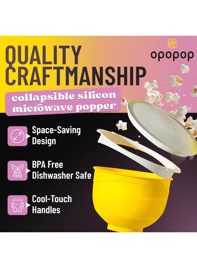 OPOPOP أوبوبوب صانع الفشار السيليكوني - صانع الفشار في الميكروويف وعاء قابل للطي، خالي من BPA وآمن في غسالة الصحون - Image 2