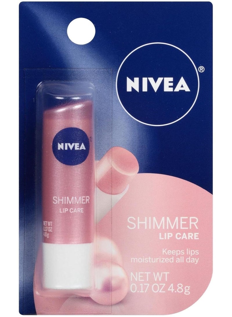 Nivea نيفيا شيمر للعناية بالشفتين، بلسم مرطب للشفتين مع زبدة الشيا وزيت الجوجوبا، 0.17 أونصة - Image 1