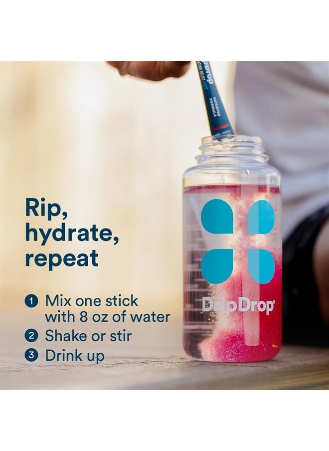 DripDrop - Hydration Bold Variety Pack - Electrolyte Drink Mix Single-Serve Powder Packets - Watermelon, Berry, Orange, Lemon - 32 Servings - Image 1