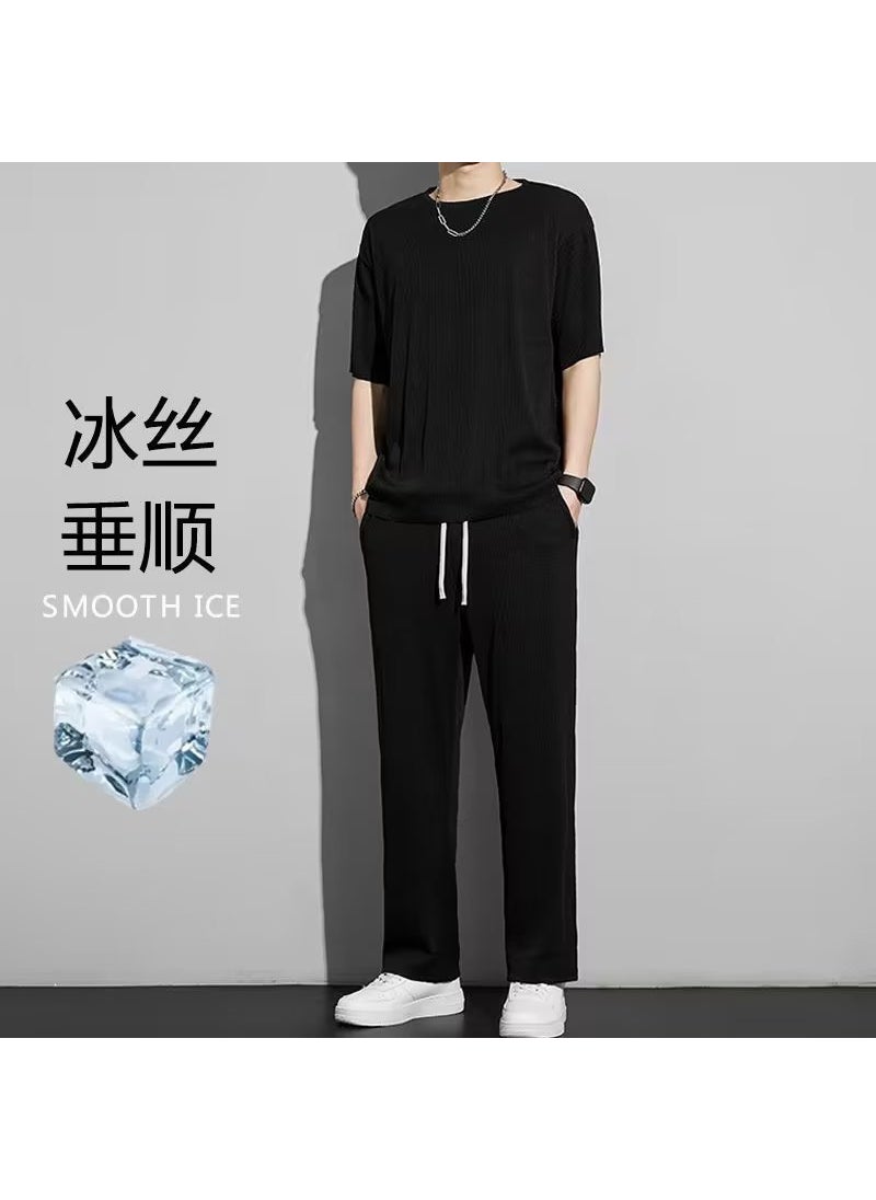 Generic - Mens Summer Casual Tee and Pants Set Blue - Image 1