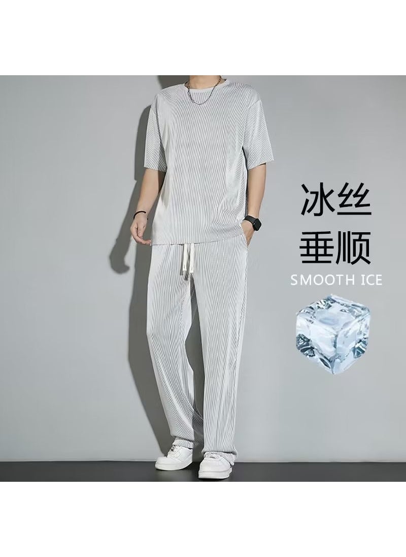 Generic - Mens Summer Casual Tee and Pants Set Blue - Image 1