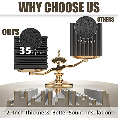 ZELMINE 48 Pack Sound Proof Foam Panels,12" X 12" X 2" Self-adhesive Acoustic Panels with High Density,Decorative Soundproof Wall Panels Sound Absorbing Foam for Wall and Ceiling(Black+Gray) - Image 3