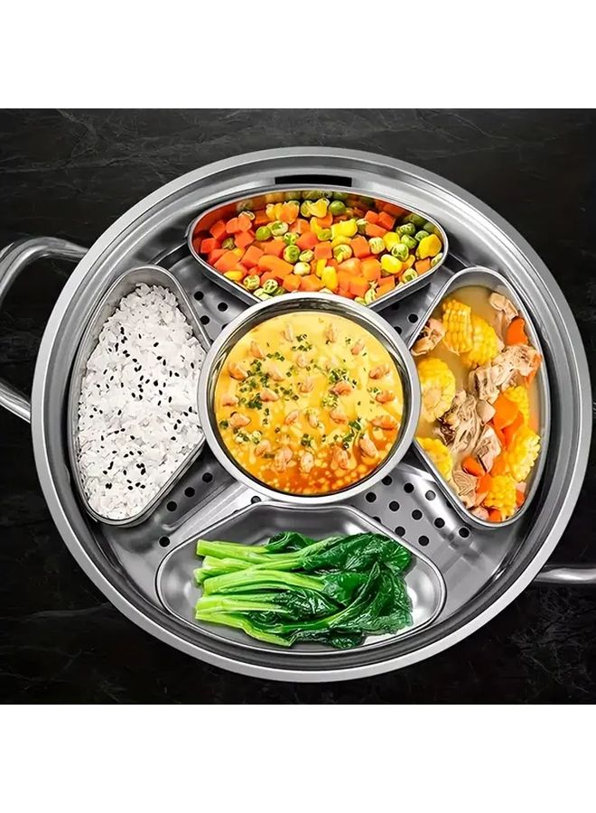 4 Piece Stainless Steel Steamer Tray Set Fan Shaped Steamer Box For Rice Cooker Wrinkle Resistant Heat Resistant Washable Cooking Accessories - Image 1