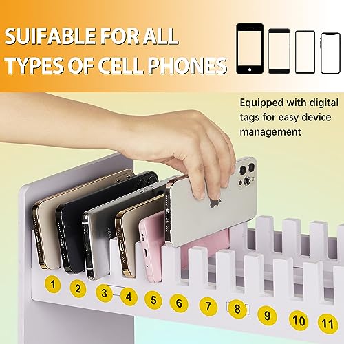 Ozzptuu Cell Phone Holder Classroom Cell Phone Storage 2-Tier Multiple Cell Phone Stand Rack with 1-30 Number Stickers PVC Board Mobile Phone Holder Desktop Organizer for Classroom Office (30 Slots) - Image 3