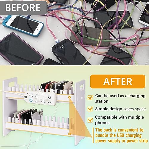 Ozzptuu Cell Phone Holder Classroom Cell Phone Storage 2-Tier Multiple Cell Phone Stand Rack with 1-30 Number Stickers PVC Board Mobile Phone Holder Desktop Organizer for Classroom Office (30 Slots) - Image 4