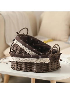 Cozy Nest Set of 2 Eco-Friendly Woven Baskets with Handles – Durable Oval Handwoven Storage Bins with Sturdy Plastic Frame, Removable Fabric Liners, and Versatile Storage for Living Room, Bedroom, Bathroom, and Nursery – Brown  - Image 1