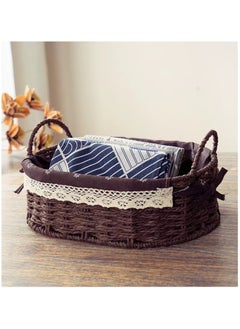 Cozy Nest Set of 2 Eco-Friendly Woven Baskets with Handles – Durable Oval Handwoven Storage Bins with Sturdy Plastic Frame, Removable Fabric Liners, and Versatile Storage for Living Room, Bedroom, Bathroom, and Nursery – Brown  - Image 3