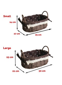 Cozy Nest Set of 2 Eco-Friendly Woven Baskets with Handles – Durable Oval Handwoven Storage Bins with Sturdy Plastic Frame, Removable Fabric Liners, and Versatile Storage for Living Room, Bedroom, Bathroom, and Nursery – Brown  - Image 5