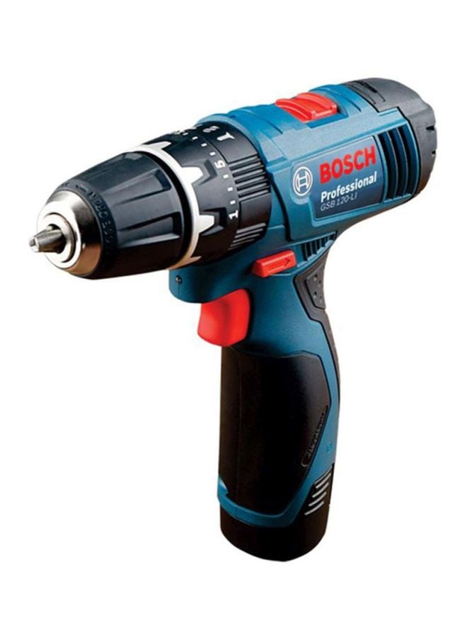 بوش محرّك مثقاب لاسلكي احترافي من طراز - GSB 120-LI أزرق/أسود/أحمر 10مم - Image 1