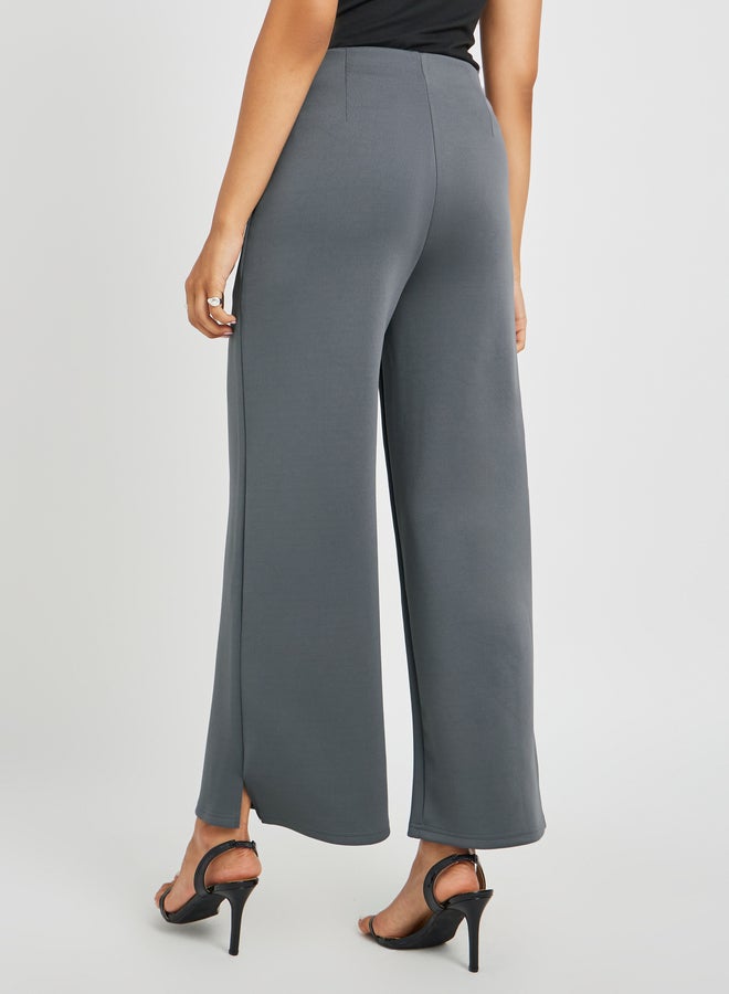 ستايلي بنطلون محبوك مستقيم بفتحة و تفاصيل ثنيات الدبوس - Image 4