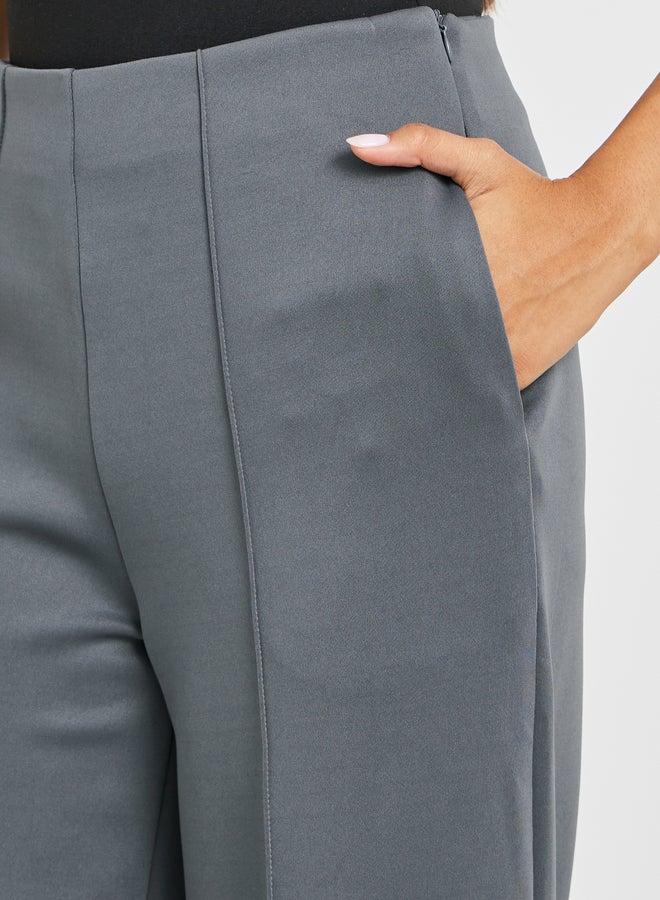 ستايلي بنطلون محبوك مستقيم بفتحة و تفاصيل ثنيات الدبوس - Image 3