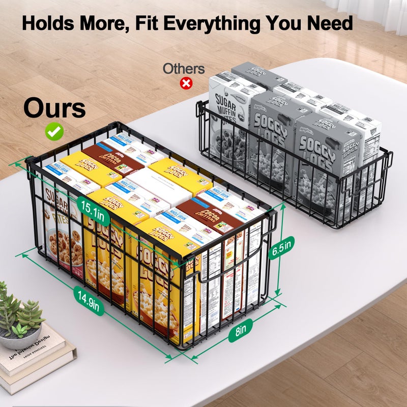 MSERCUOR Freezer Organizer Bins, 4 Pack Stackable Deep Chest Freezer Organizer Bins, Foldable Baskets with Handles, Black Storage Container Baskets for 5/ 7 Cu.FT Deep Freezer Sort Frozen Meats - Image 2