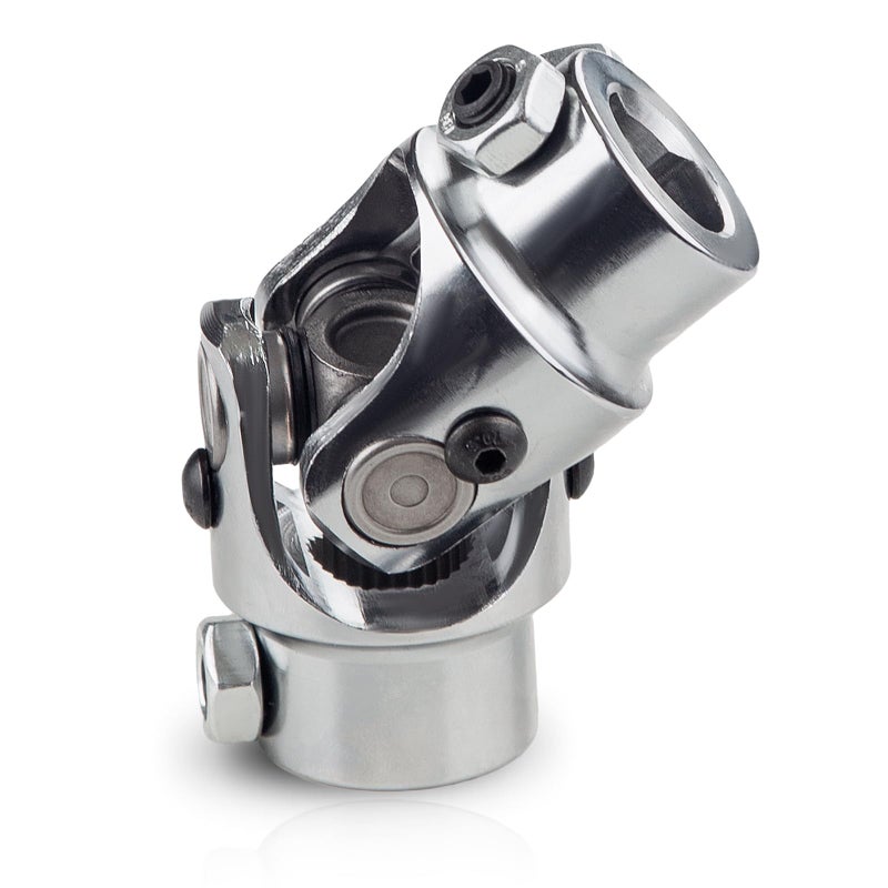 WMPHE Single Steering Shaft Universal U Joint 3/4"-30 Spline x 3/4" DD Nickel Plated