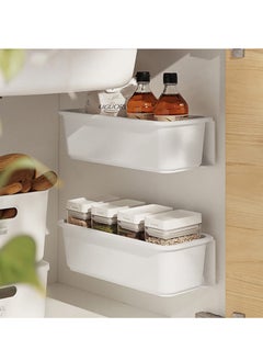 SYOSI 2 Pcs Under Sink Storage Kitchen Organiser, Pull-Out Organization with Track for Pantry, Slide Out Storage Baskets, Plastic Under The Sink Organiser, Multi-Purpose Cupboard Organiser  - Image 1