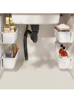 SYOSI 2 Pcs Under Sink Storage Kitchen Organiser, Pull-Out Organization with Track for Pantry, Slide Out Storage Baskets, Plastic Under The Sink Organiser, Multi-Purpose Cupboard Organiser  - Image 3