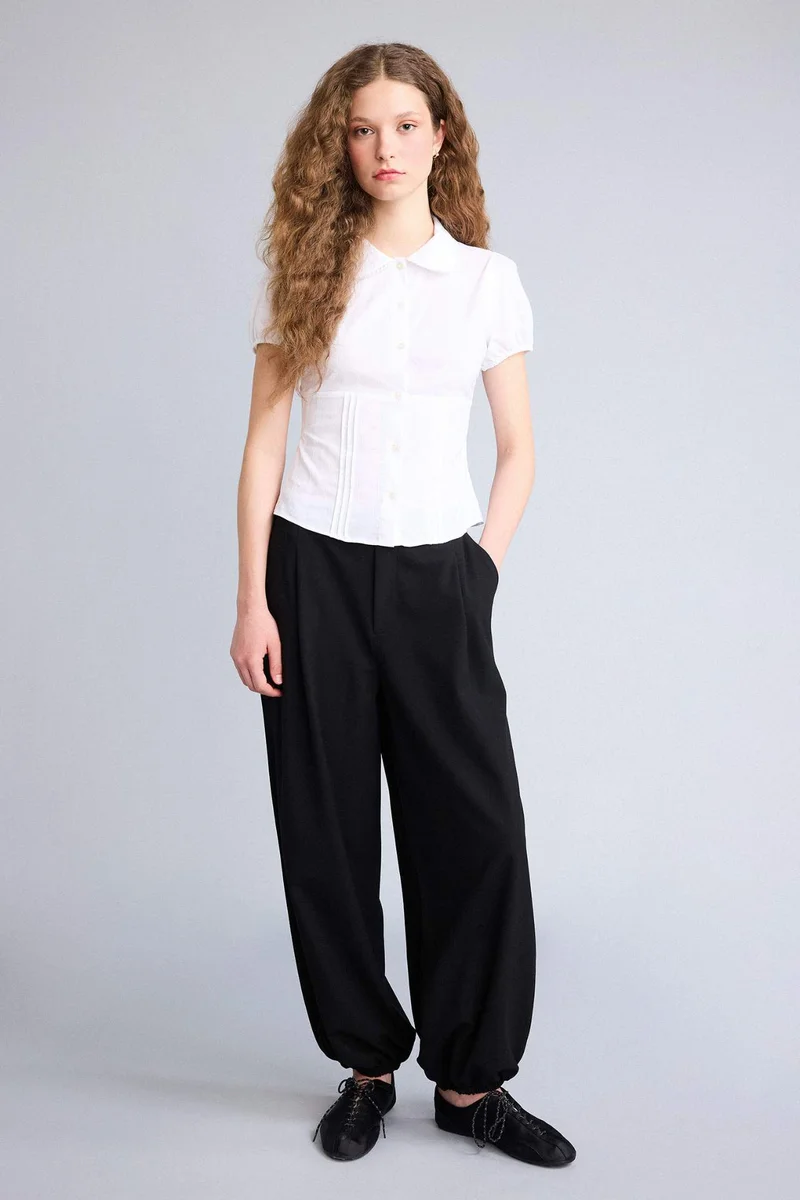 ديفاكتو Slim Fit Baby Collar Short Sleeve Shirt