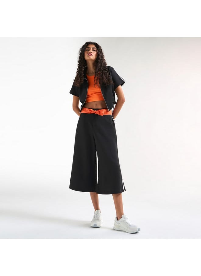 FAV Solid Crop T-shirt with Short Sleeves and Zip Closure  - Image 2