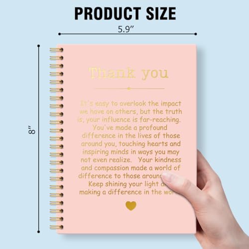 QYUVK Thank You Pink Gold Hardcover 160 Pages Spiral Notebooks, Funny Thank You Gifts for Women Men Coworkers Leader Mentor, Appreciation Gifts for Employees, Thanksgiving Gifts for Colleagues Leaders - Image 2