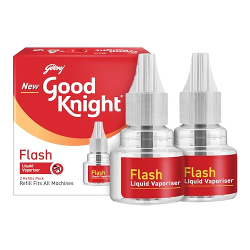 Good Knight جود نايت فلاش لايكيد فابورايزر - عبوة من 2 (45 مل لكل واحدة) | أسرع مرتين من السابق | إعادة تعبئة طارد البعوض | أقوى فابورايزر سائل في الهند - Image 1