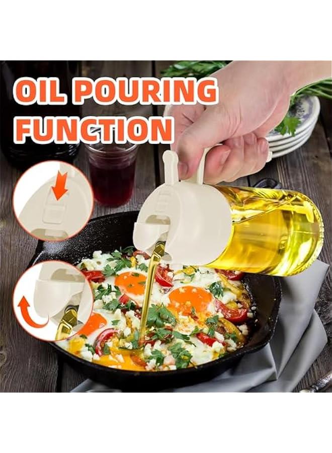 HOOKOR 16oz Oil Dispenser Bottle for Kitchen - 2 in 1 Olive Oil Dispenser and Oil Sprayer - 470ml Olive Oil Bottle - Oil Sprayer for Cooking, Kitchen, Salad, Barbecue White (White) - Image 3