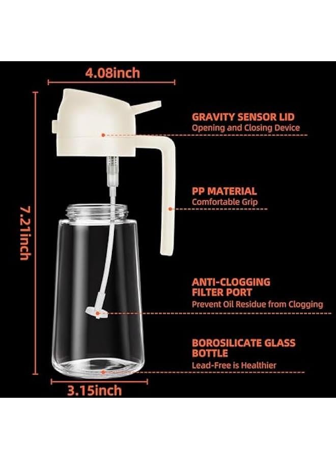 HOOKOR 16oz Oil Dispenser Bottle for Kitchen - 2 in 1 Olive Oil Dispenser and Oil Sprayer - 470ml Olive Oil Bottle - Oil Sprayer for Cooking, Kitchen, Salad, Barbecue White (White) - Image 4