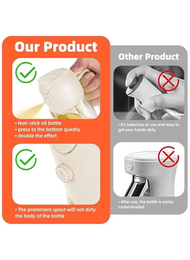 HOOKOR 16oz Oil Dispenser Bottle for Kitchen - 2 in 1 Olive Oil Dispenser and Oil Sprayer - 470ml Olive Oil Bottle - Oil Sprayer for Cooking, Kitchen, Salad, Barbecue White (White) - Image 5