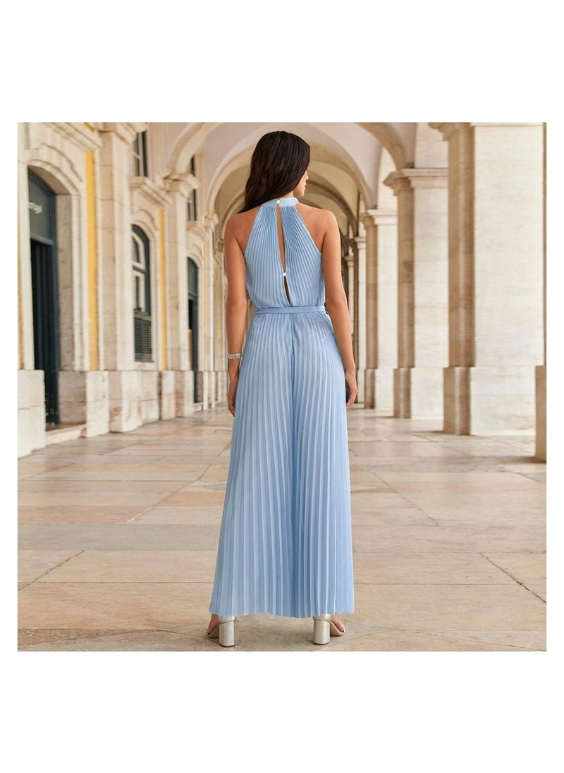 Loquat - Sleeveless Pleated Lace Up Slim Fitting Women's Jumpsuit Pants - Image 1