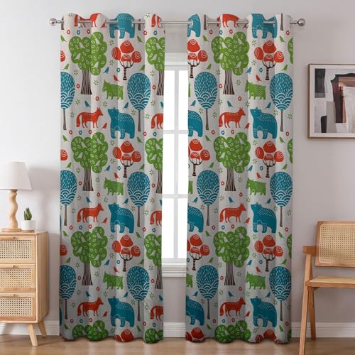 BFAM Kids Blackout Curtains 6 feet Set of 1 – 100% Room Darkening, Thermal Insulated, Noise Reducing, Cute Animal & Rainbow Prints, Eyelet Curtains for Playroom, Bedroom & Nursery, Pack of 1 Curtain - Image 2